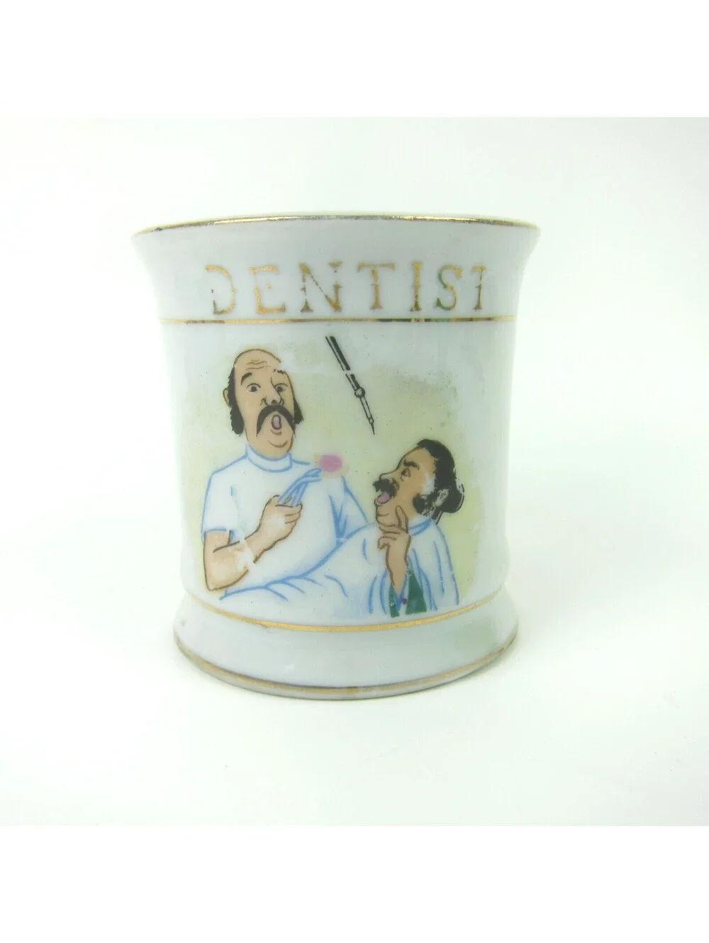 Vintage Napco Porcelain Occupational Shaving Mug Dentist Gold Gilt Accents RARE